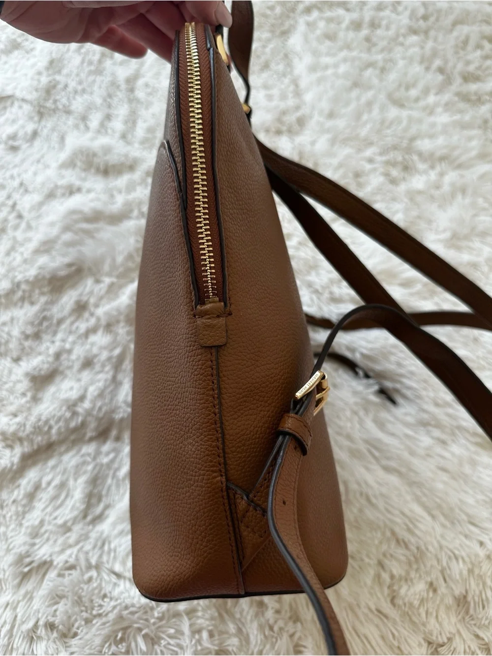 Michael Kors Adele Brown Pebbled Leather Backpack Gold Hardware - Picture 8 of 16